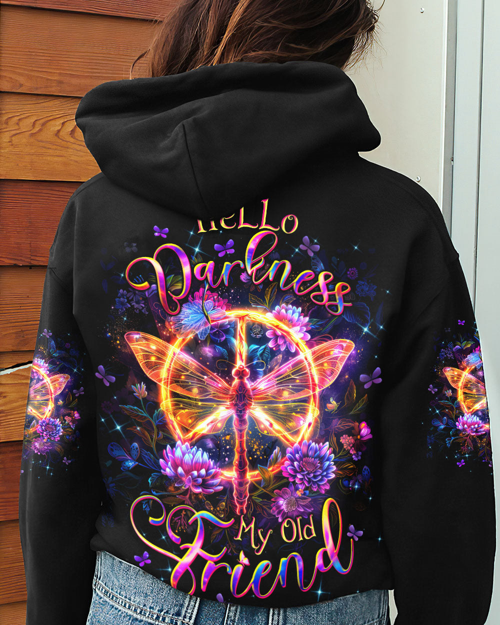 Hello Darkness My Old Friend Dragonfly Peace Sign AOP Shirts _8_ Cr7QF