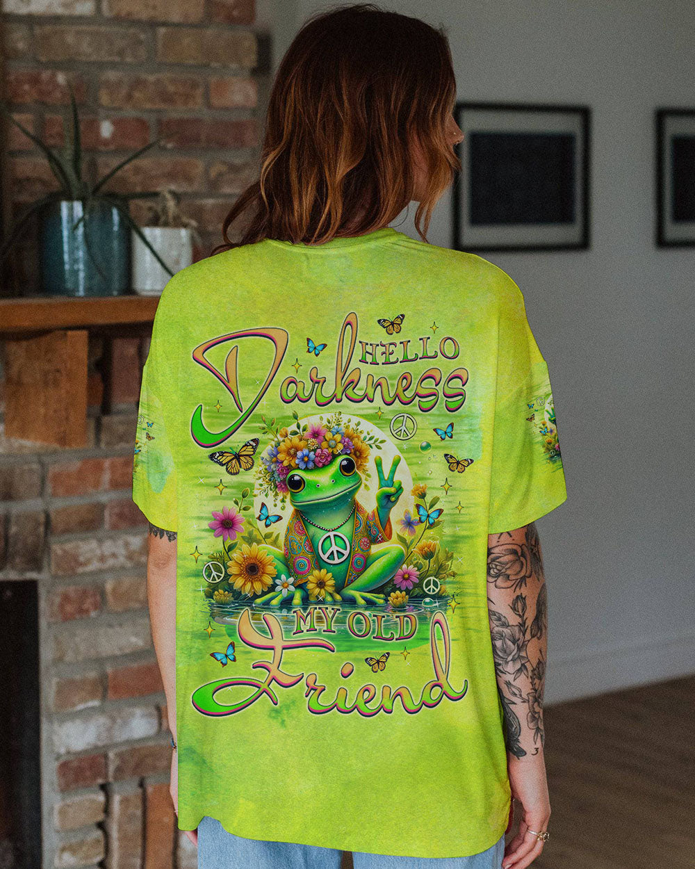 Hello Darkness My Old Friend Tie Dye Frog Sunflower Hippie Style AOP Shirts _10_ RDRFY