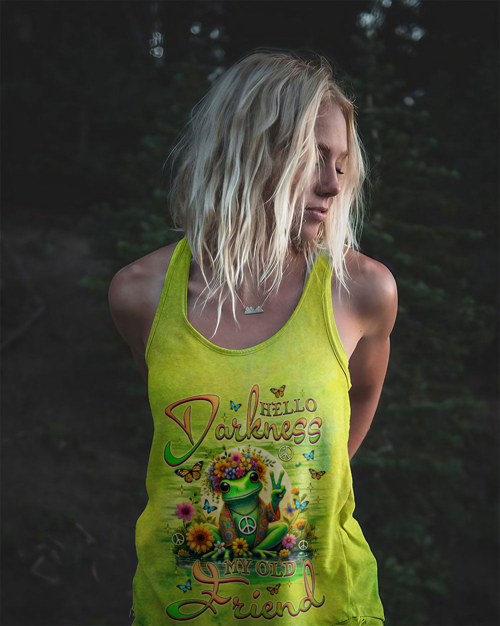 Hello Darkness My Old Friend Tie Dye Frog Sunflower Hippie Style AOP Shirts _5_ pDSkp