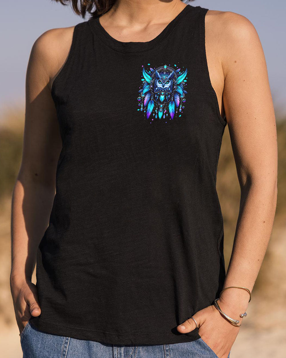 Hello Darkness Owl Friend Mystical Owl Design with Feathers _26 Gemstones AOP Shirts _10_ f06lY