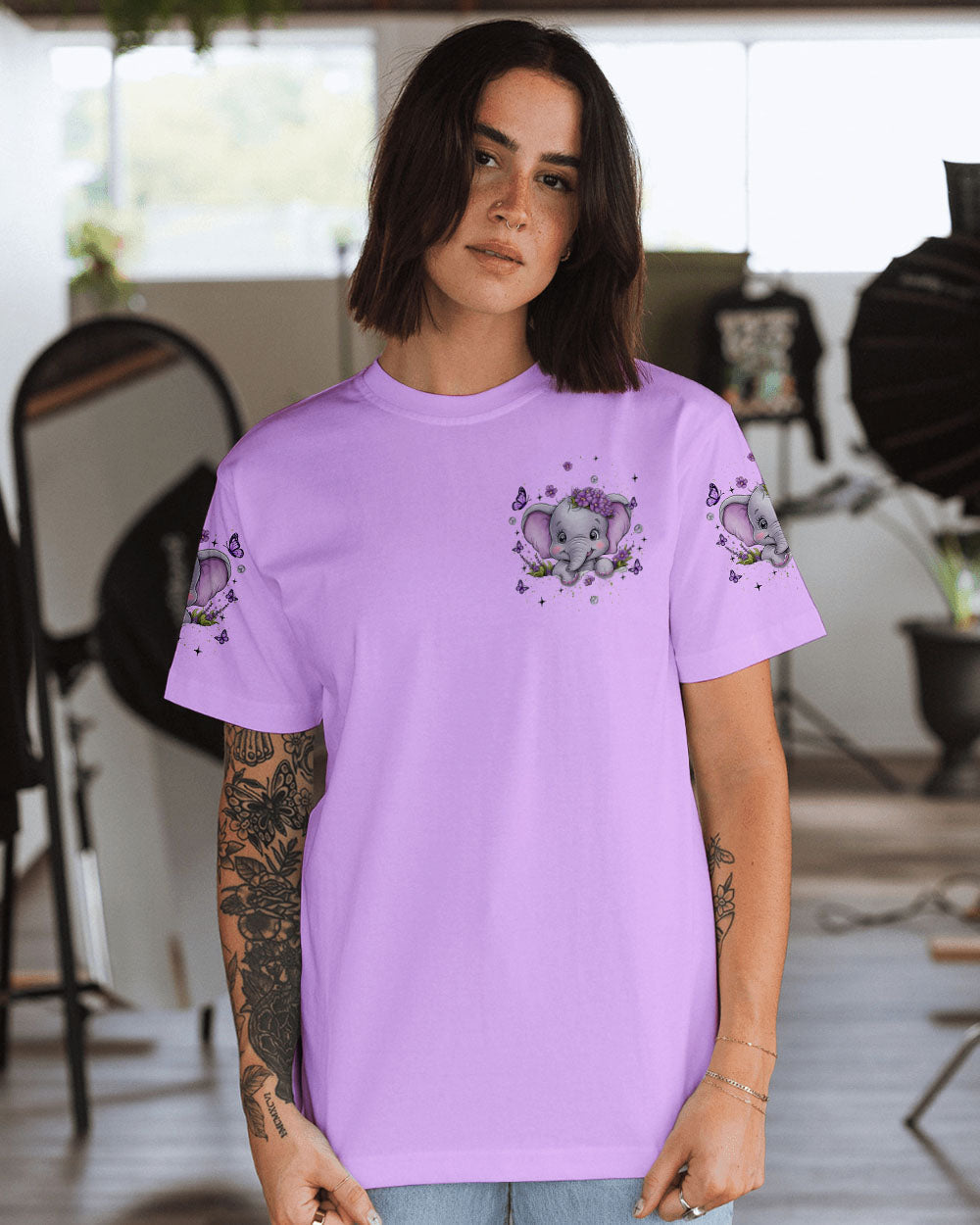 Hippe Soul with anElephant Heart Cute Elephants with Peace _26 Love Design AOP Shirts _13_ YsnaX