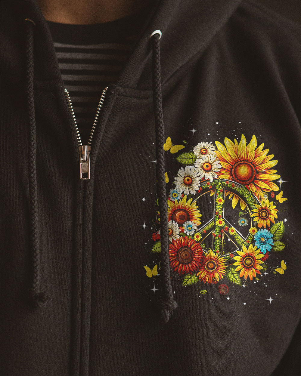 Hippie Heart Old Soul Wild Spirit Sunflower Peace Sign AOP Shirts _4_ 4N4tM