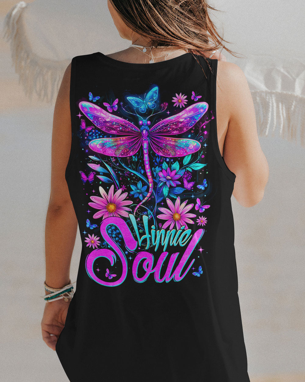 Hippie Soul Colorful Dragonfly and Flowers Graphic AOP Shirts _13_ lNxVt