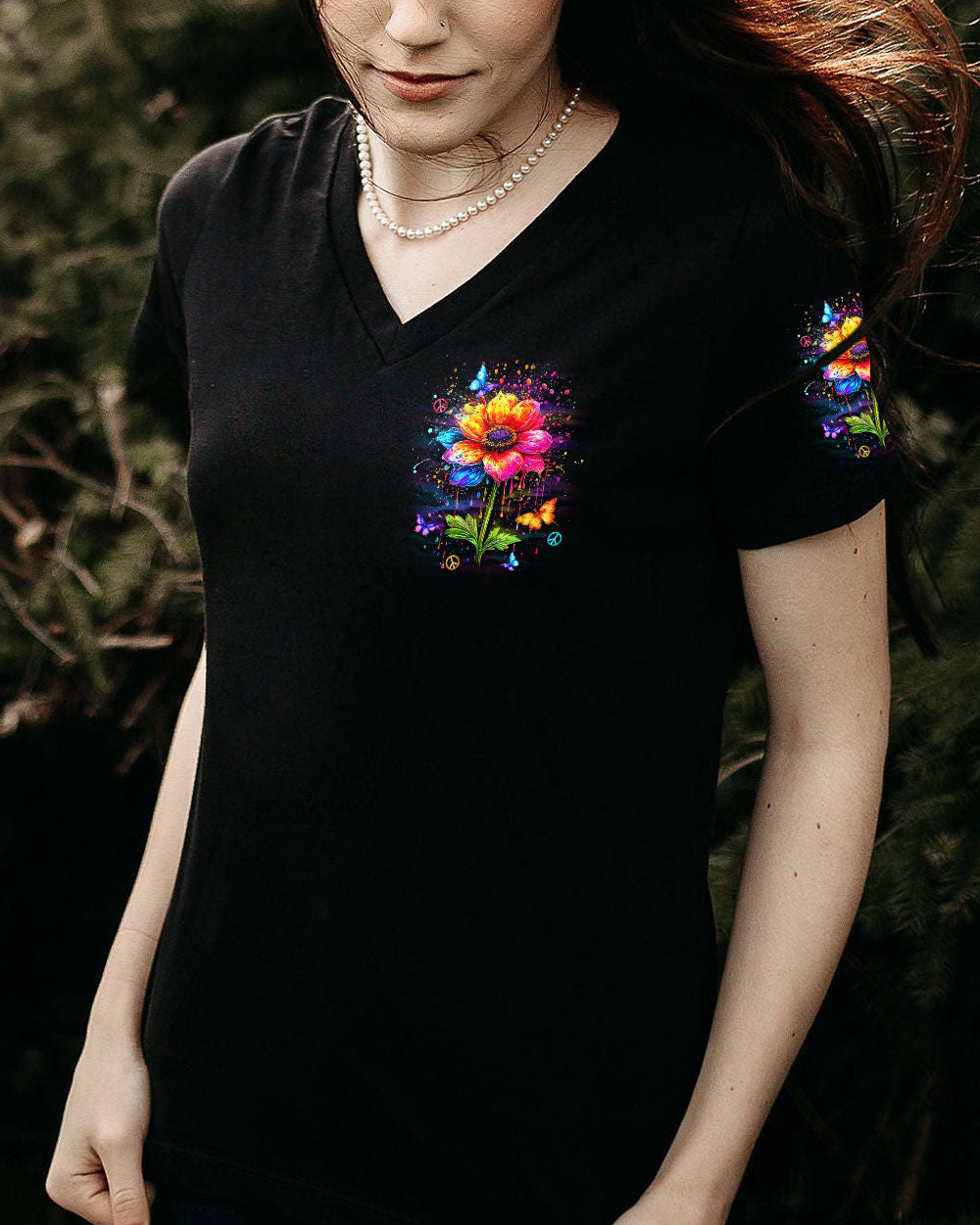 Hippie Soul Neon Flower and Peace Sign Colorful Hippie AOP Shirts _12_ c2A5v