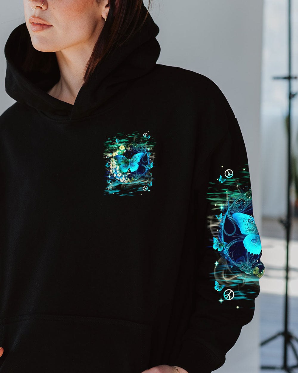 I Believe There Are Angels Among Us Blue Butterfly Graphic AOP Shirts _13_ XmY7r