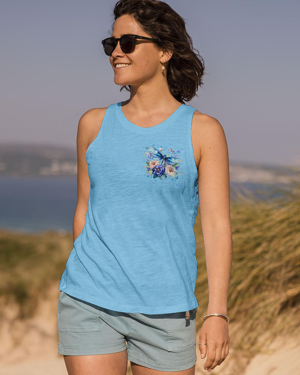 I Believe There Are Angels Among Us Blue Dragonfly with Peony AOP Shirts _6_ HV5gR