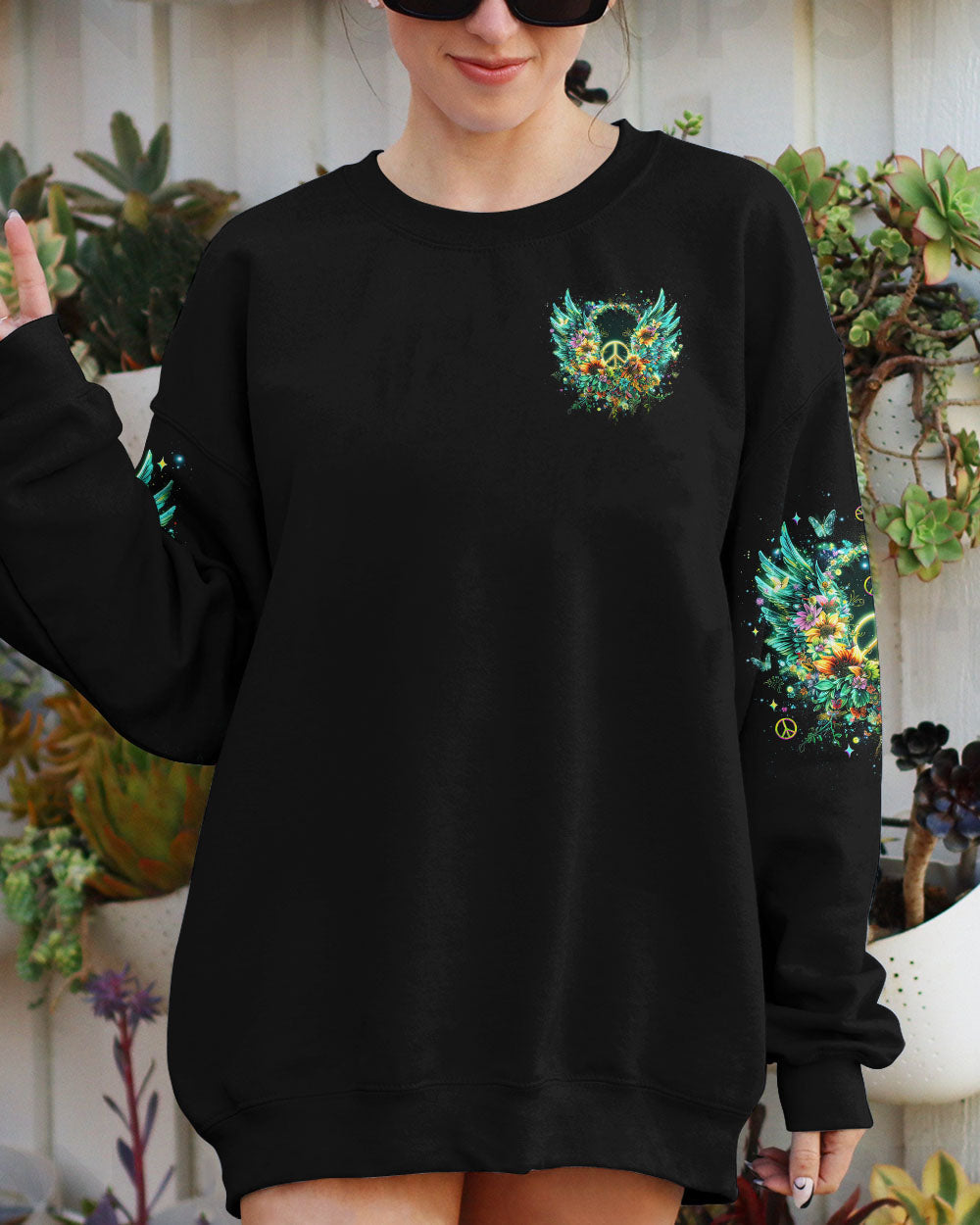 I Believe There Are Angels Among Us Butterfly Flower Wings Peace AOP Shirts _2_ m3GS5