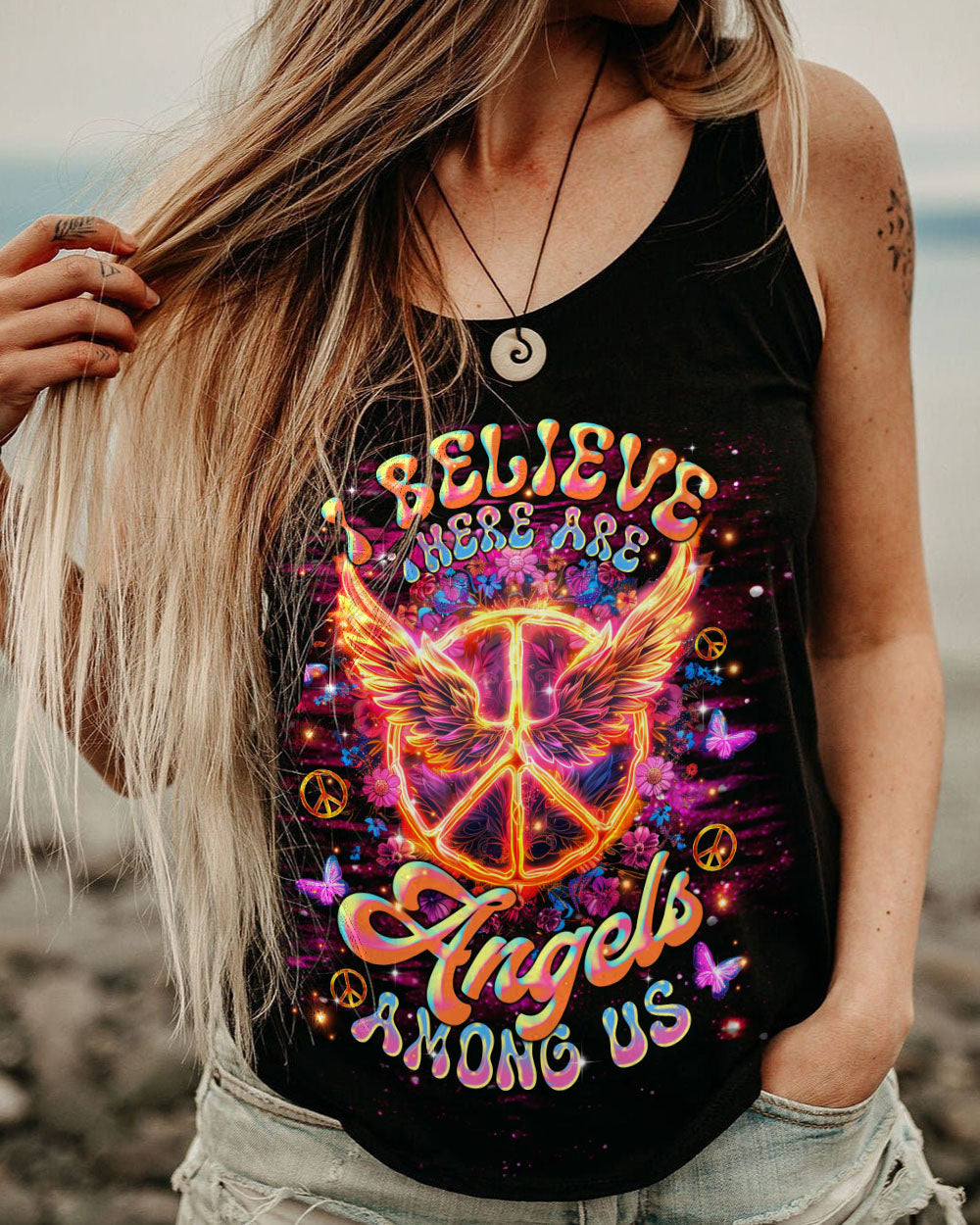 I Believe There Are Angels Among Us Fire Peace Symbol Angel AOP Shirts _5_ uQKT3