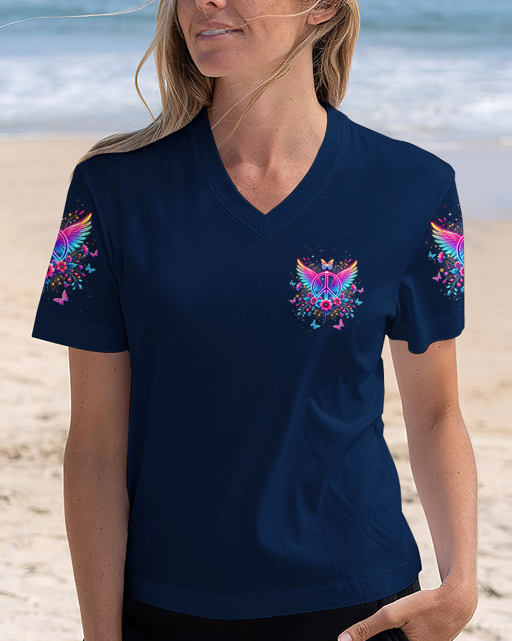 I Believe There Are Angels Among Us Neon Peace Wing Floral AOP Shirts _12_ d6wq9