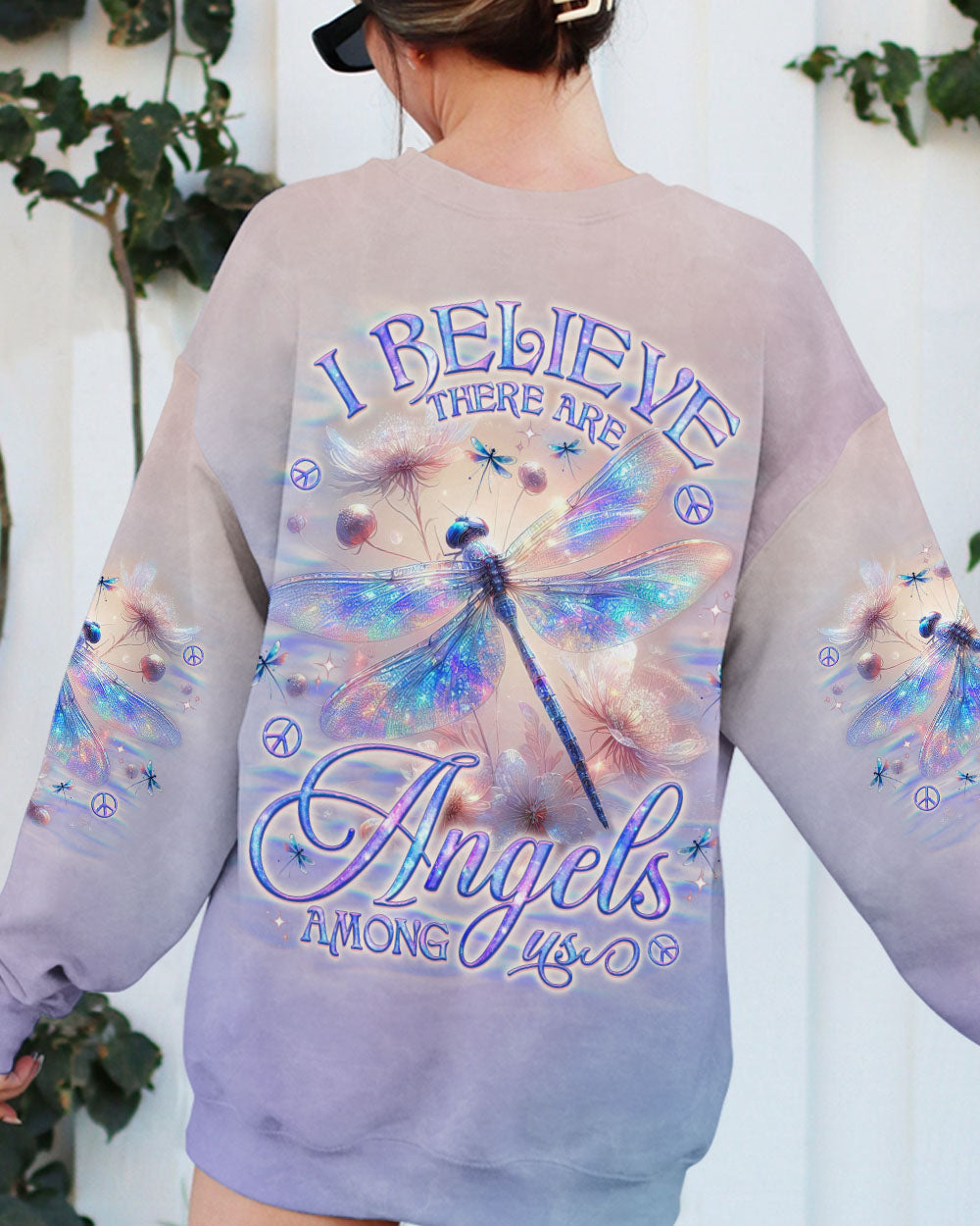 I Believe There Are Angels Among Us Pastel Dragonfly Memorial AOP Shirts _7_ eg4o3