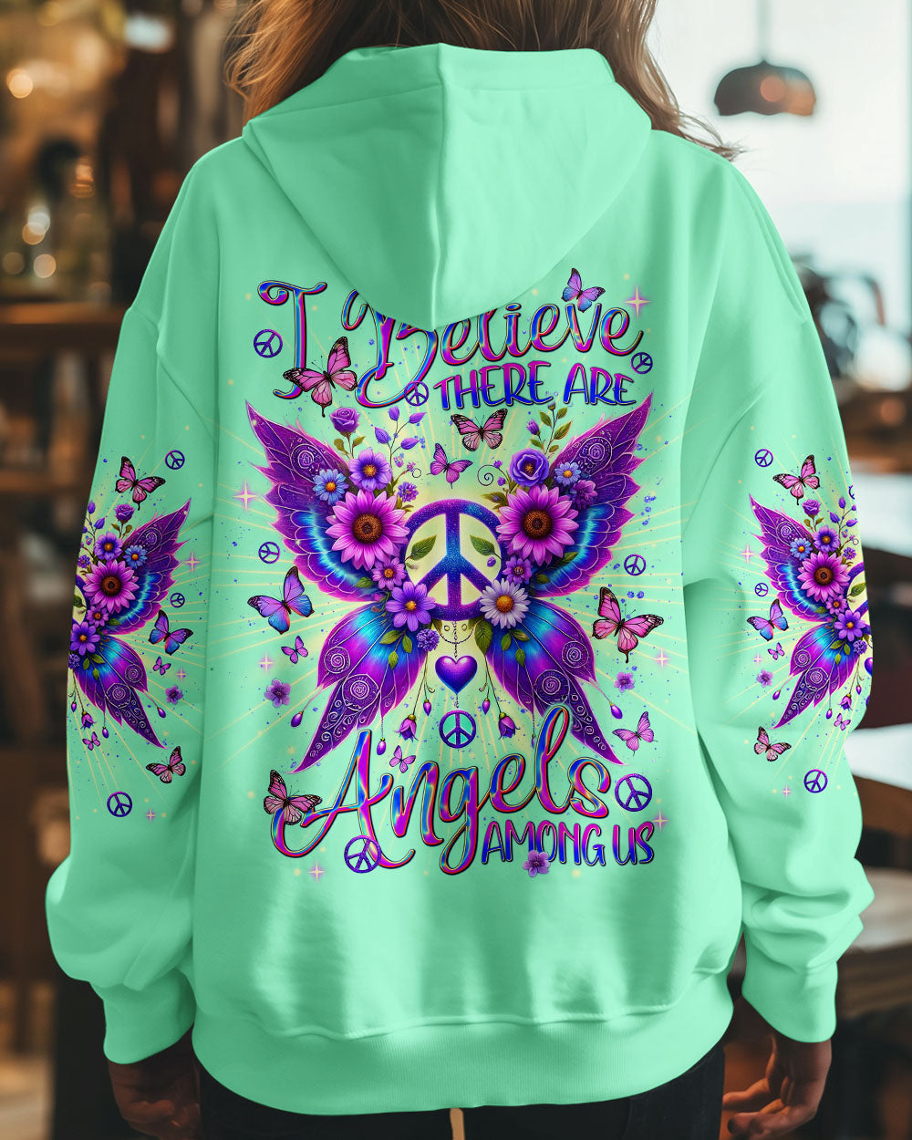 I Believe There Are Angels Among Us Peace and Butterfly Wings AOP Shirts _1_ 160pM