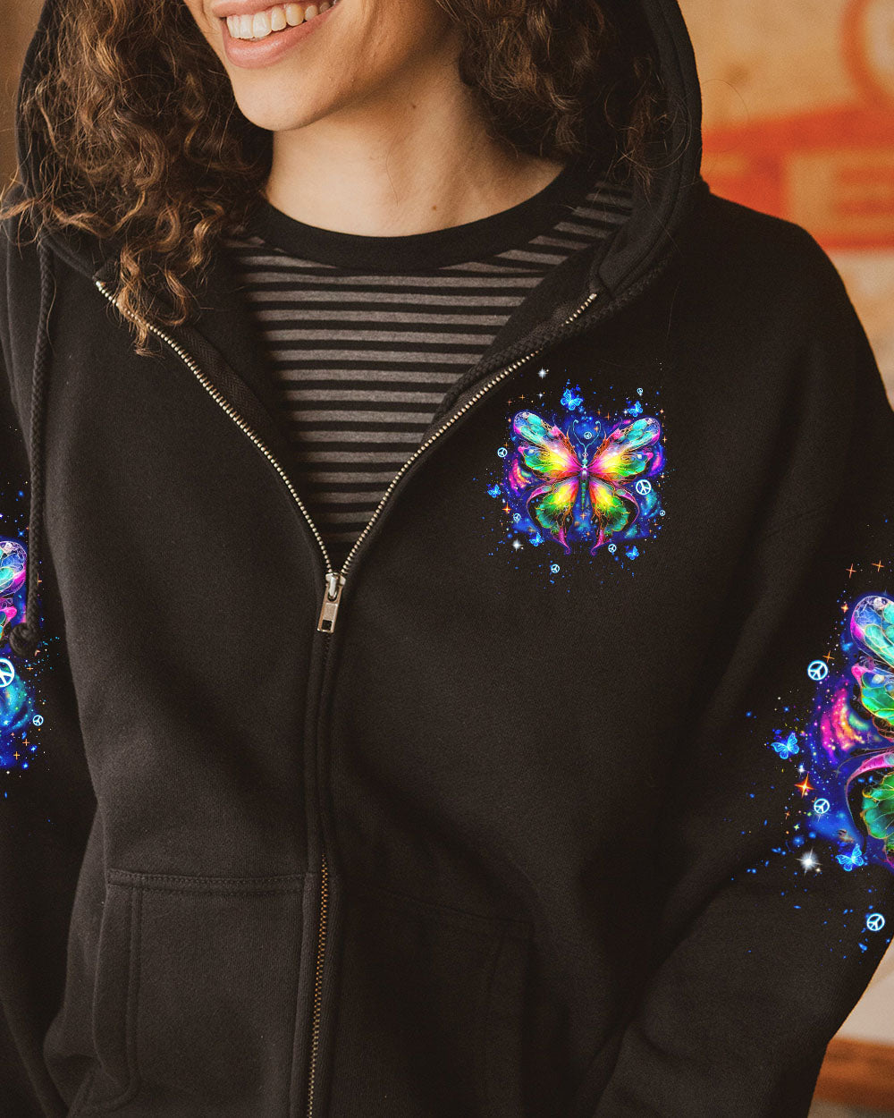 I Believe There Are Angels Among Us Rainbow Butterfly Psychedelic Galaxy AOP Shirts _4_ Hiq4x