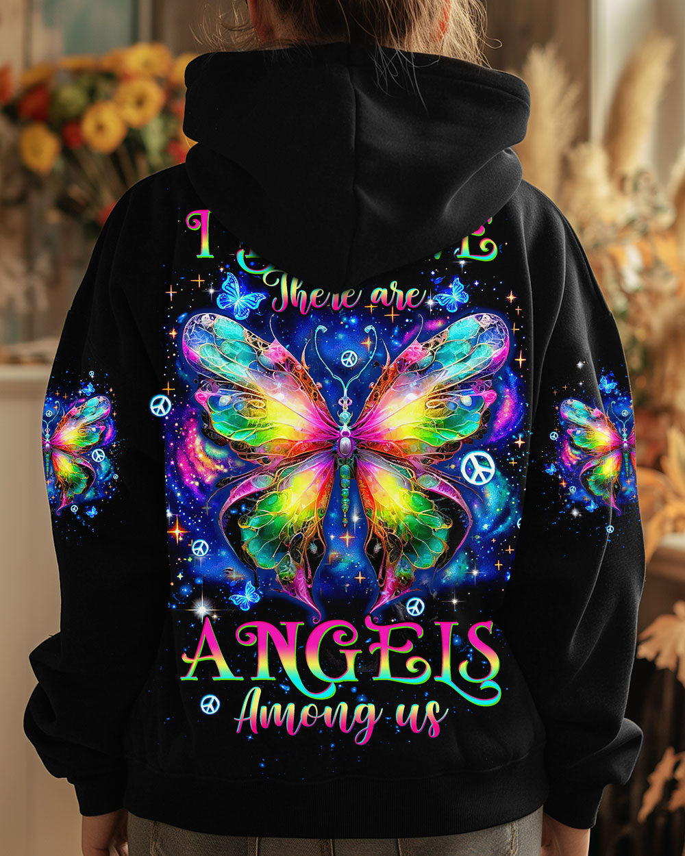 I Believe There Are Angels Among Us Rainbow Butterfly Psychedelic Galaxy AOP Shirts _8_ 9DP96