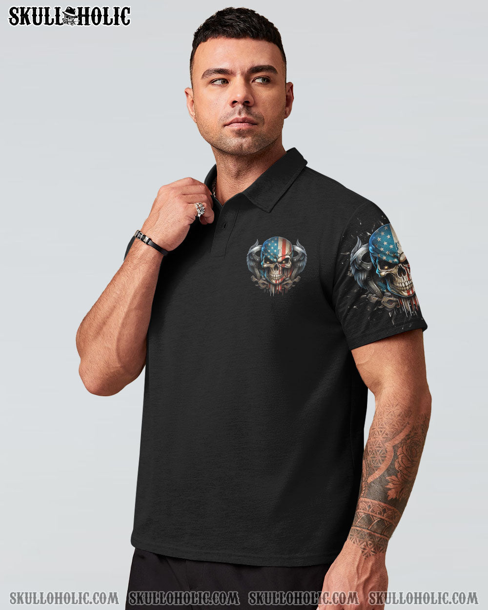I Can Fix Stupid But Its Gonna Hurt Patriotic Skull USA Flag Funny Mechanic AOP Shirts _6_ Z6ylz