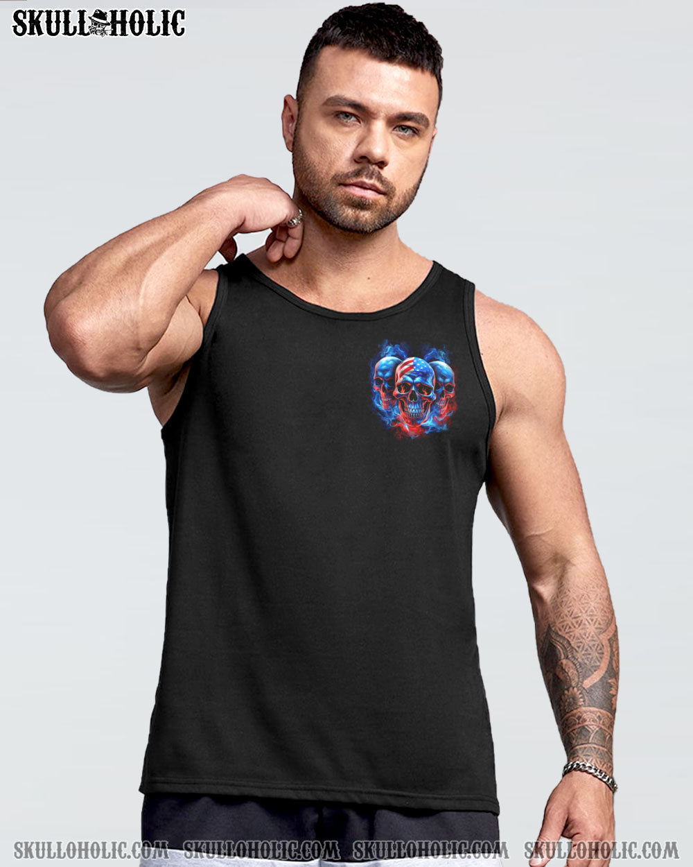 I Have 3 Sides Patriotic American Flag Skull Funny Crazy Graphic AOP Shirts _18_ taqP2