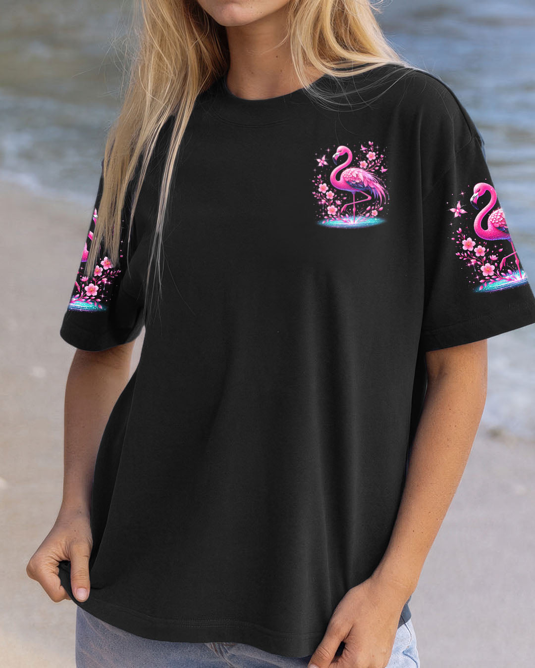 If Its Pink and Sparkly I Need It Flamingo Glamorous Glitter Graphic Tee for Women AOP Shirts _2_ swGnx