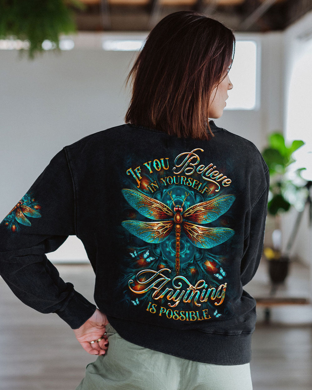If you Believe in Yourself Anything Is Possible Dragonfly Motivation Quote AOP Shirts _5_ fgwO6