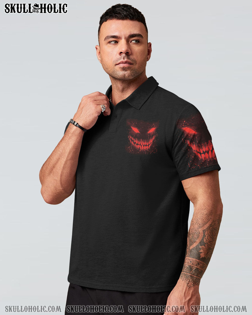 Im Never Alone My Demons Are With Me 247 Dark Red Skull Gothic Horro AOP Shirts _3_ Ba8ij