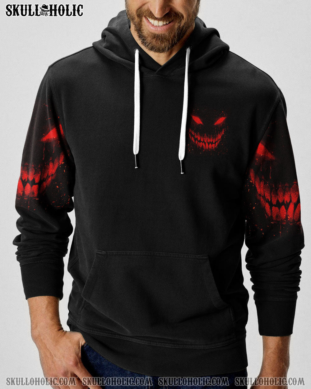 Im Never Alone My Demons Are With Me 247 Dark Red Skull Gothic Horro AOP Shirts _9_ SwwiO