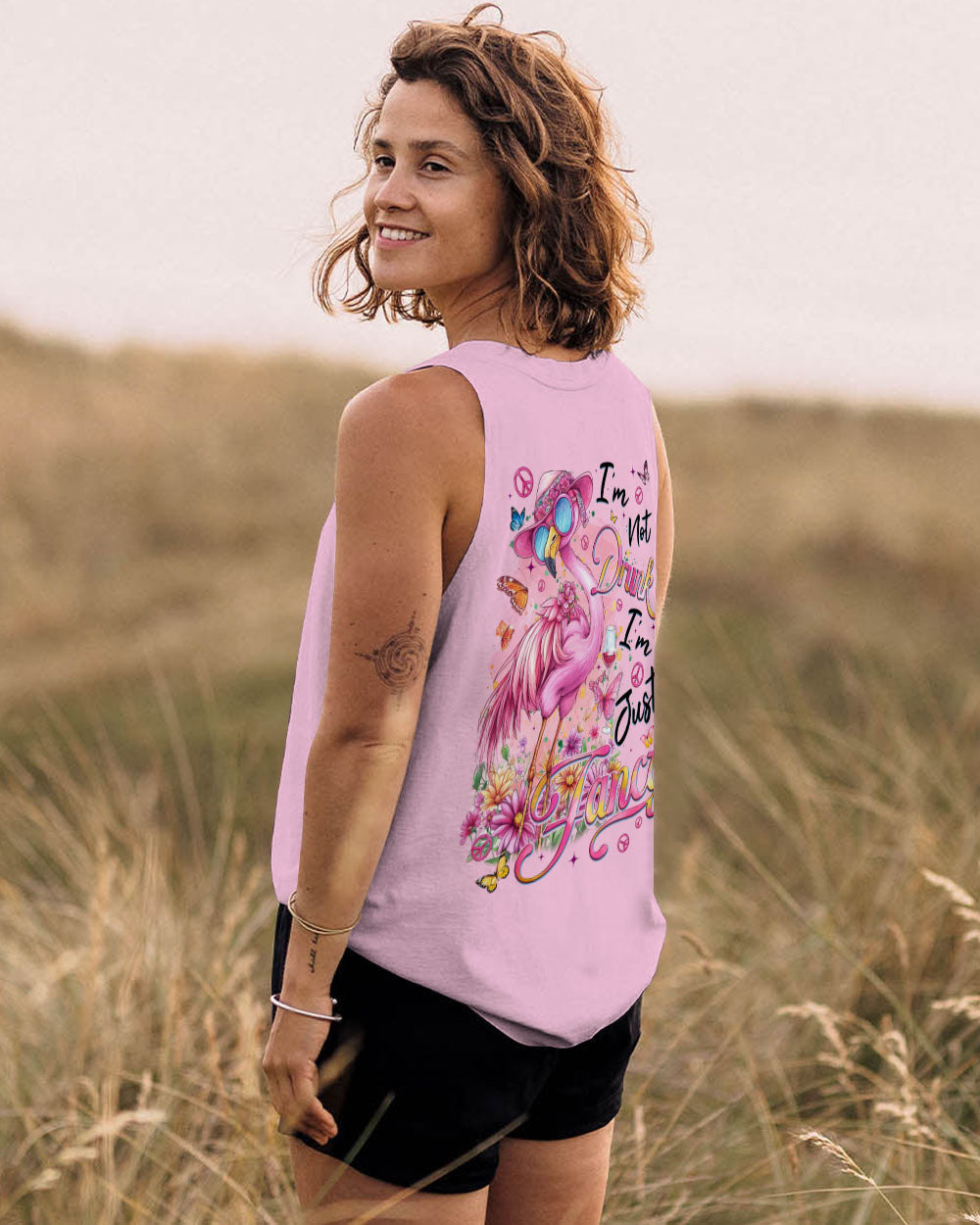 Im Not Drunk Im Just Fancy Funny Flamingo Sassy Quote AOP Shirts _7_ 9yja7