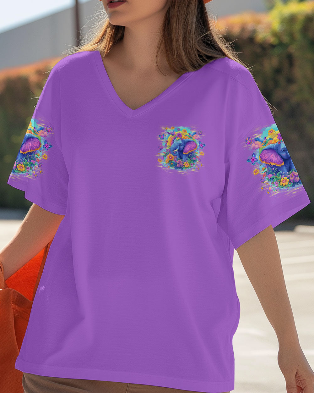 Imagine All the People Living Life in Peace Peaceful Elephant with Colorful Floral Vibes AOP Shirts _2_ duMwH
