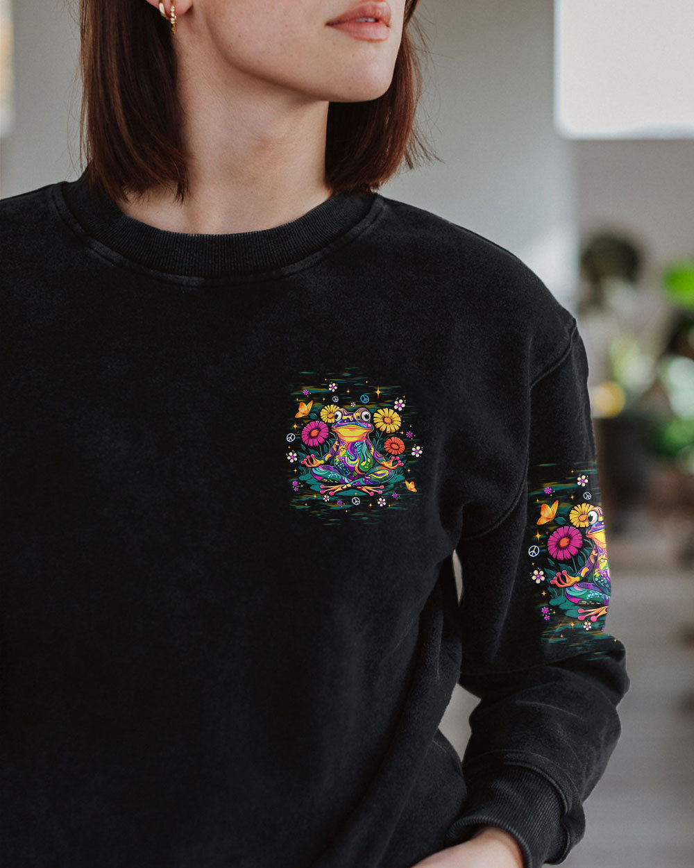 Inner Harmony Hippie Frog Trippy Meditation Psychedelic Graphic AOP Shirts _6_ DZnoi