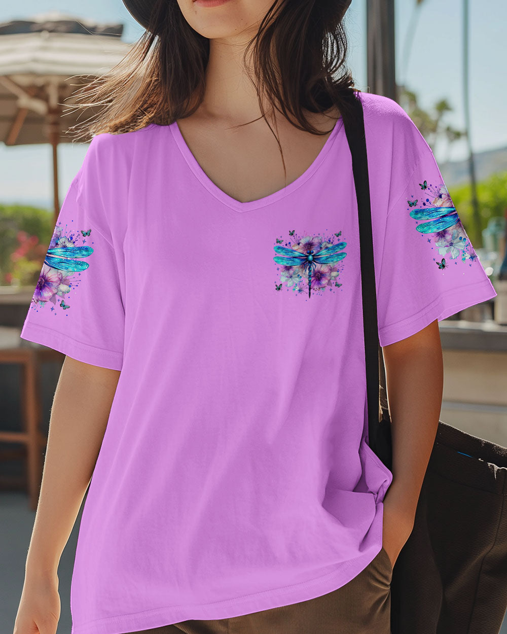 Just Breathe Everything Is Going To Be Okay Dragonfly and Floral Design AOP Shirts _4_ d3Drq