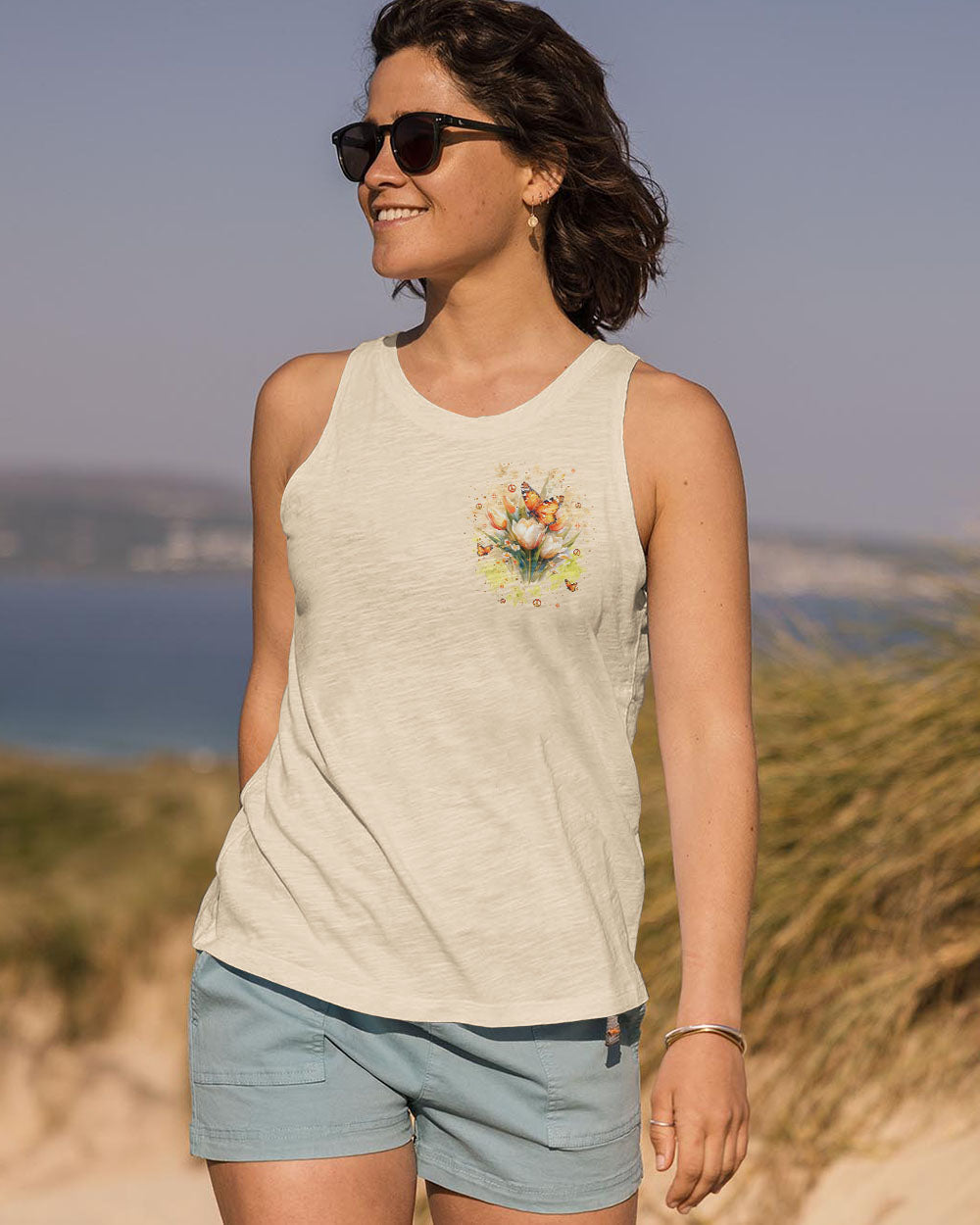 Just Breathe Everything Is Going To Be Okay Inspirational Butterfly Tulip Floral AOP Shirts _12_ 58ZxM