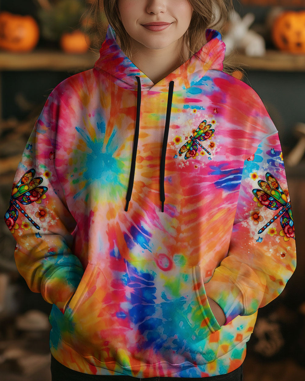 Just Breathe Everything Is Going To be Okay Tie Dye Dragonfly Graphic Tee for Women AOP Shirts _7_ Wua9v