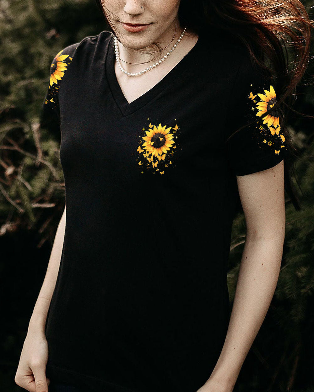 Just Breathe Everything Is Going to Be Okay Inspirational Sunflower with Butterflies AOP Shirts _4_ WxAj9