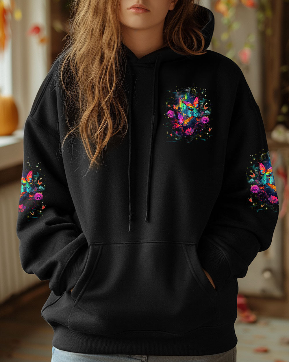 Just Breathe Everything Is Going to Be Okay Motivational Butterfly Floral Quote AOP Shirt _5_ OdspV