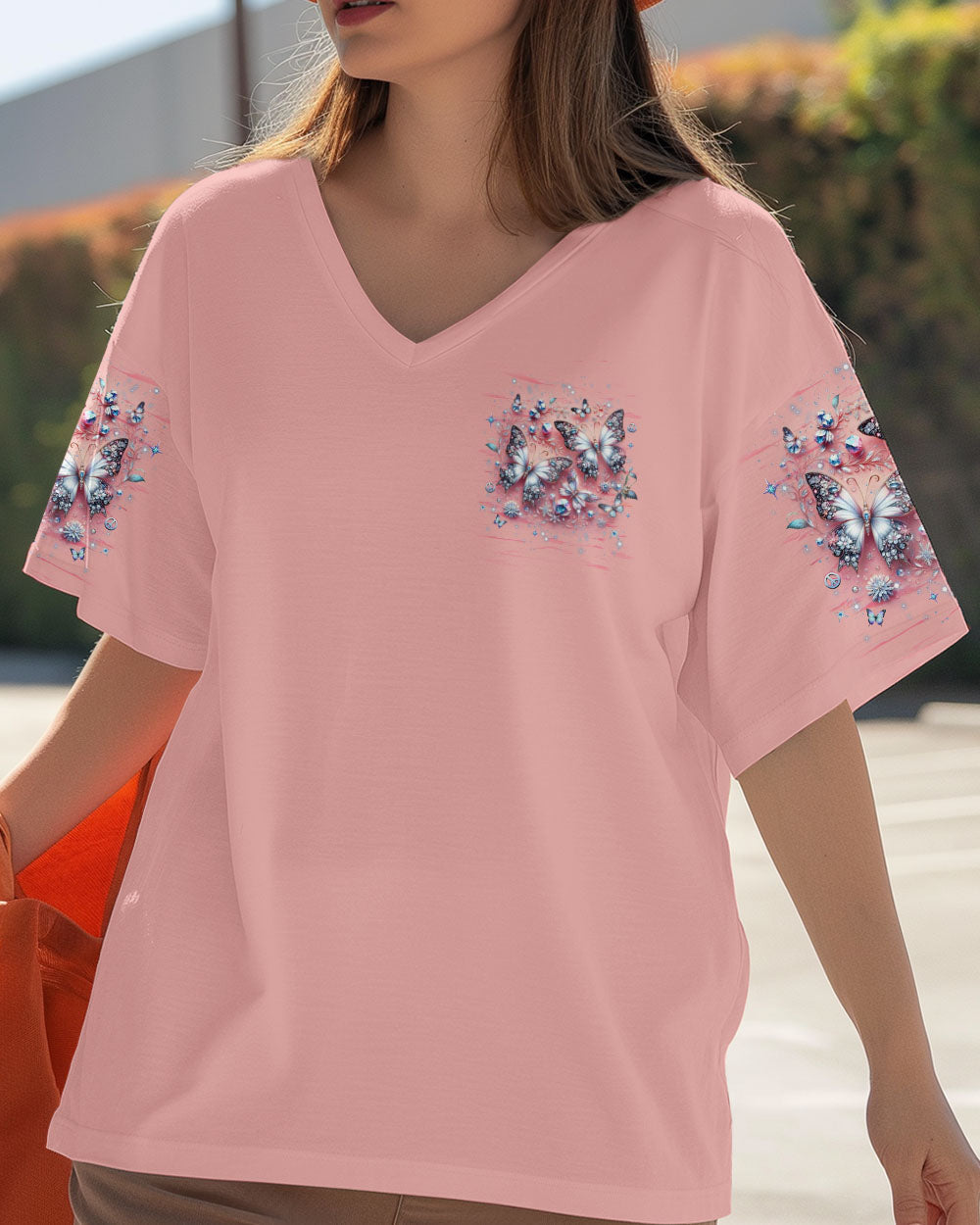 Just Breathe Everything Is Going to Be Okay Pink Butterfly Graphic AOP Shirts _3_ pKF9U