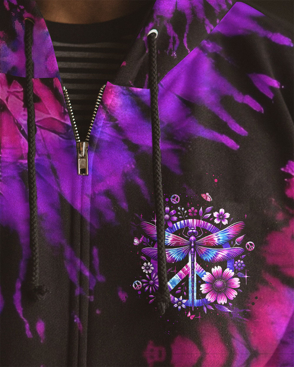 Just Breathe Everything Is Going to Be Okay Purple Dragonfly Tie Dye Hippie Graphic AOP Shirts _6_ 52csg