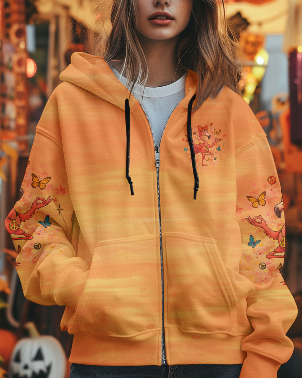 Just Breathe Everything is Going to Be Okay Peaceful Flamingo Bright Orange Design AOP Shirts _10_ NU438