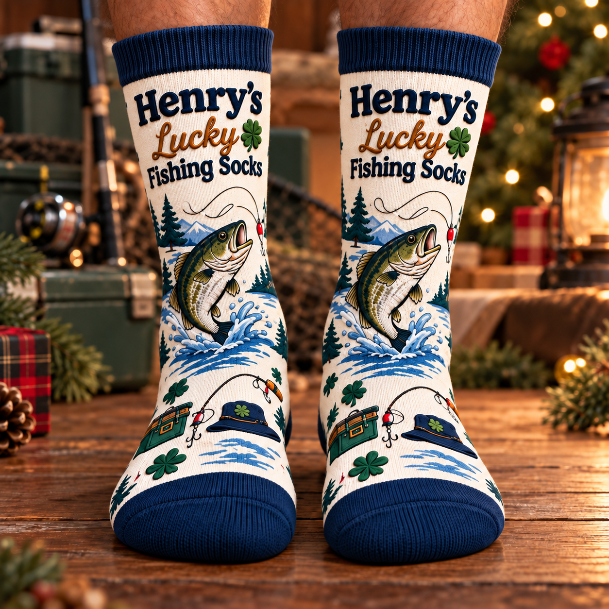 LuckyFishingSocksinaCozyCabinSetting