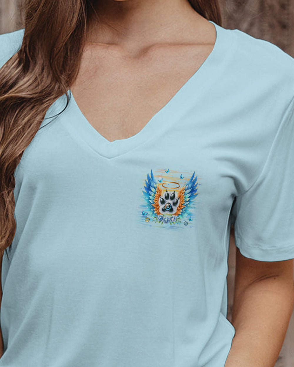 My Angel Has Paws Blue Wings Paw Pet Loss Remembrance AOP Shirts _2_ 2j7F5
