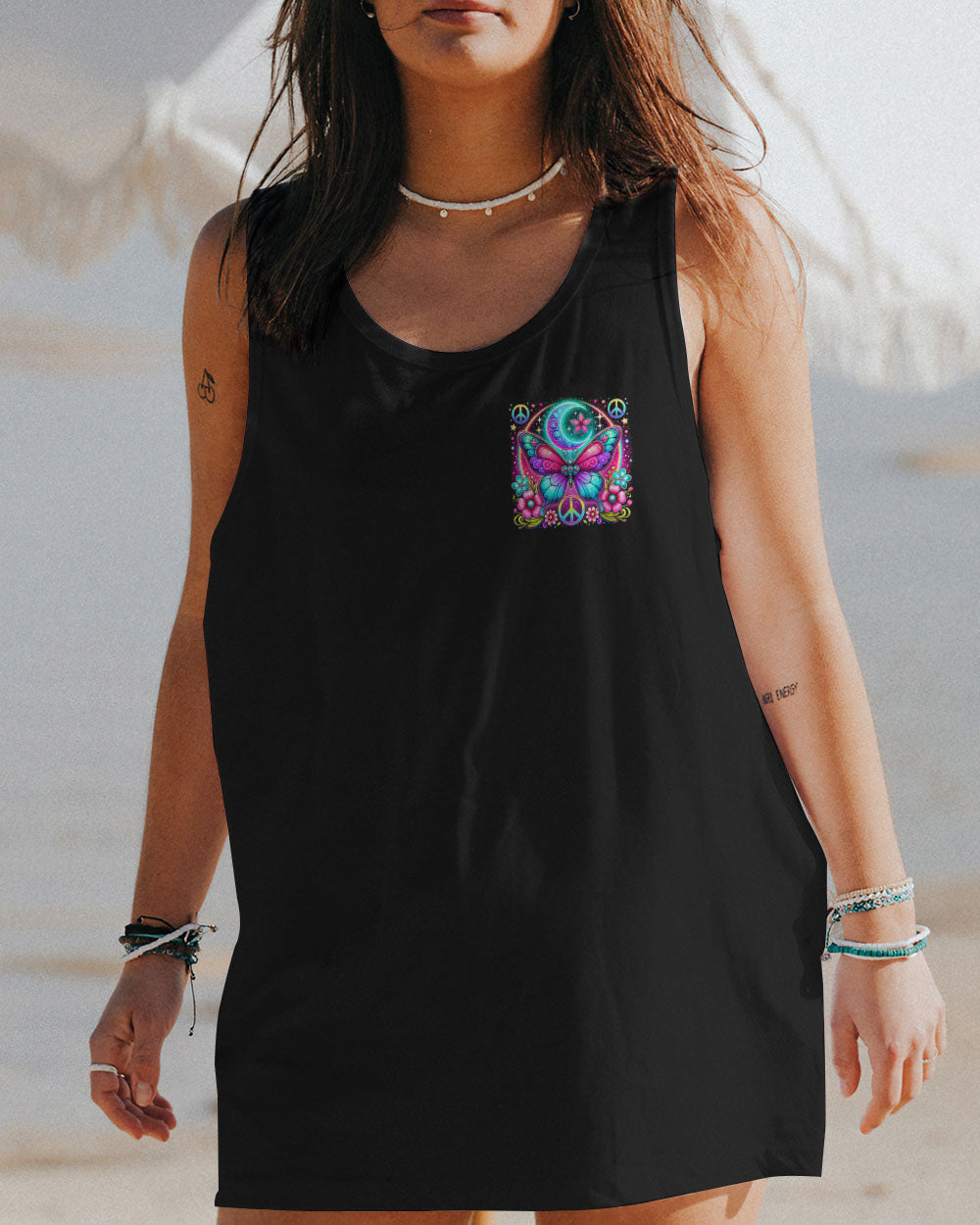 Nobody Can Bring You Peace But Yourself Colorful Butterfly and Moon AOP Shirts _10_ Ws5Vm