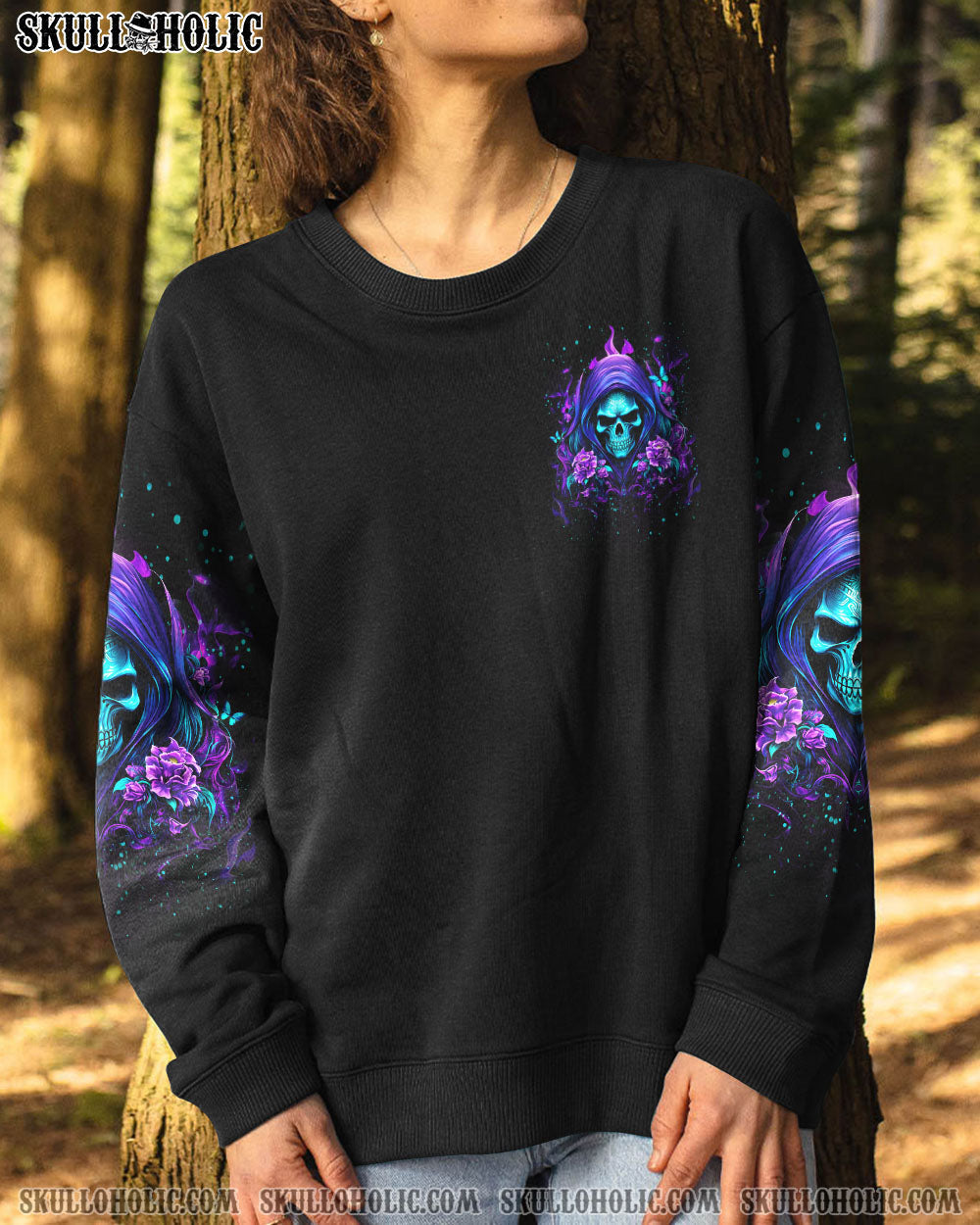 Not Anti Social Just Not User Friendly Skull Roses Gothic Graphic AOP Shirts _9_ NpBjk