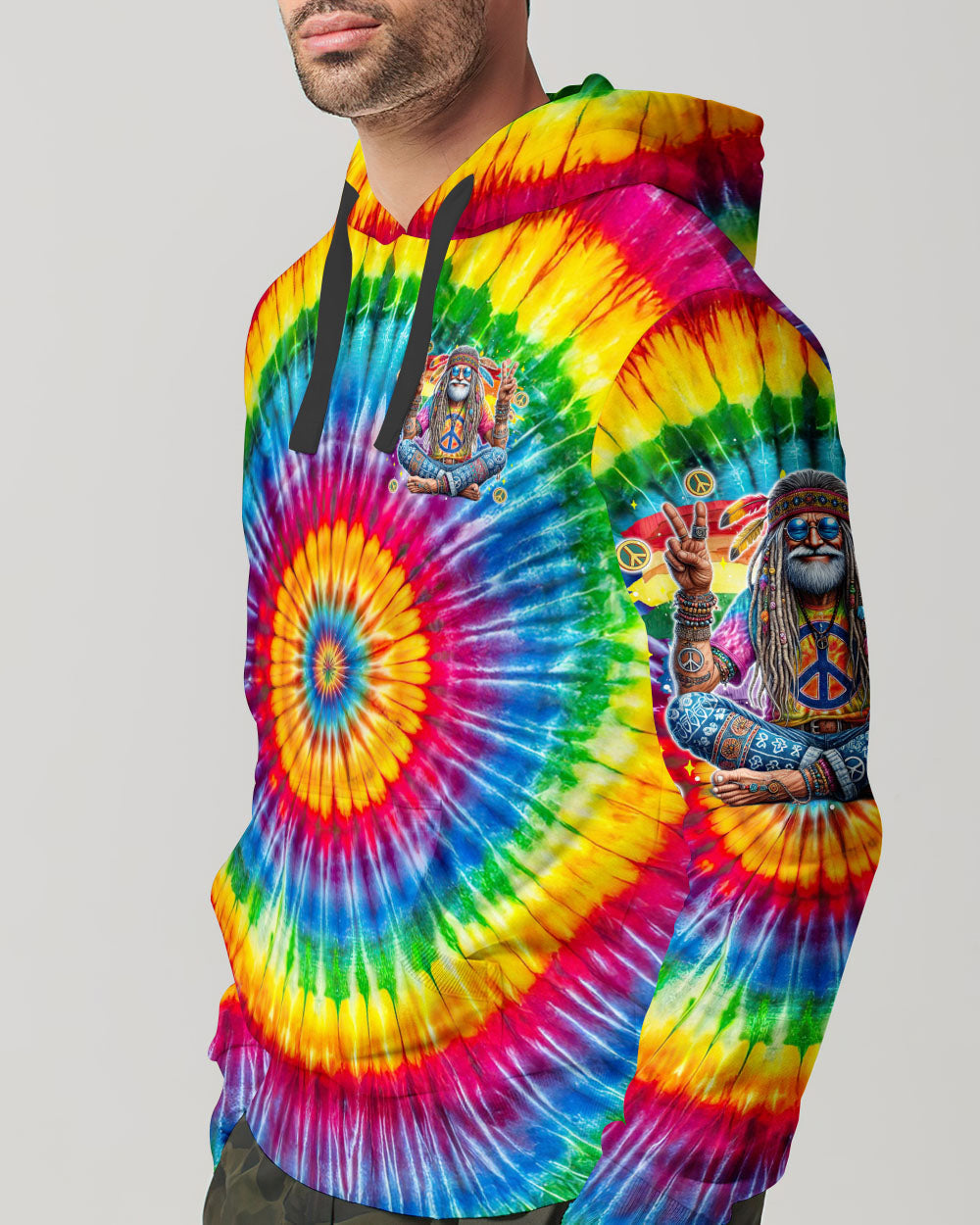 Old Hippies Dont Die Crazy Grandparents Funny Tie Dye Hippie Peace Sign AOP Shirts _17_ QaW90