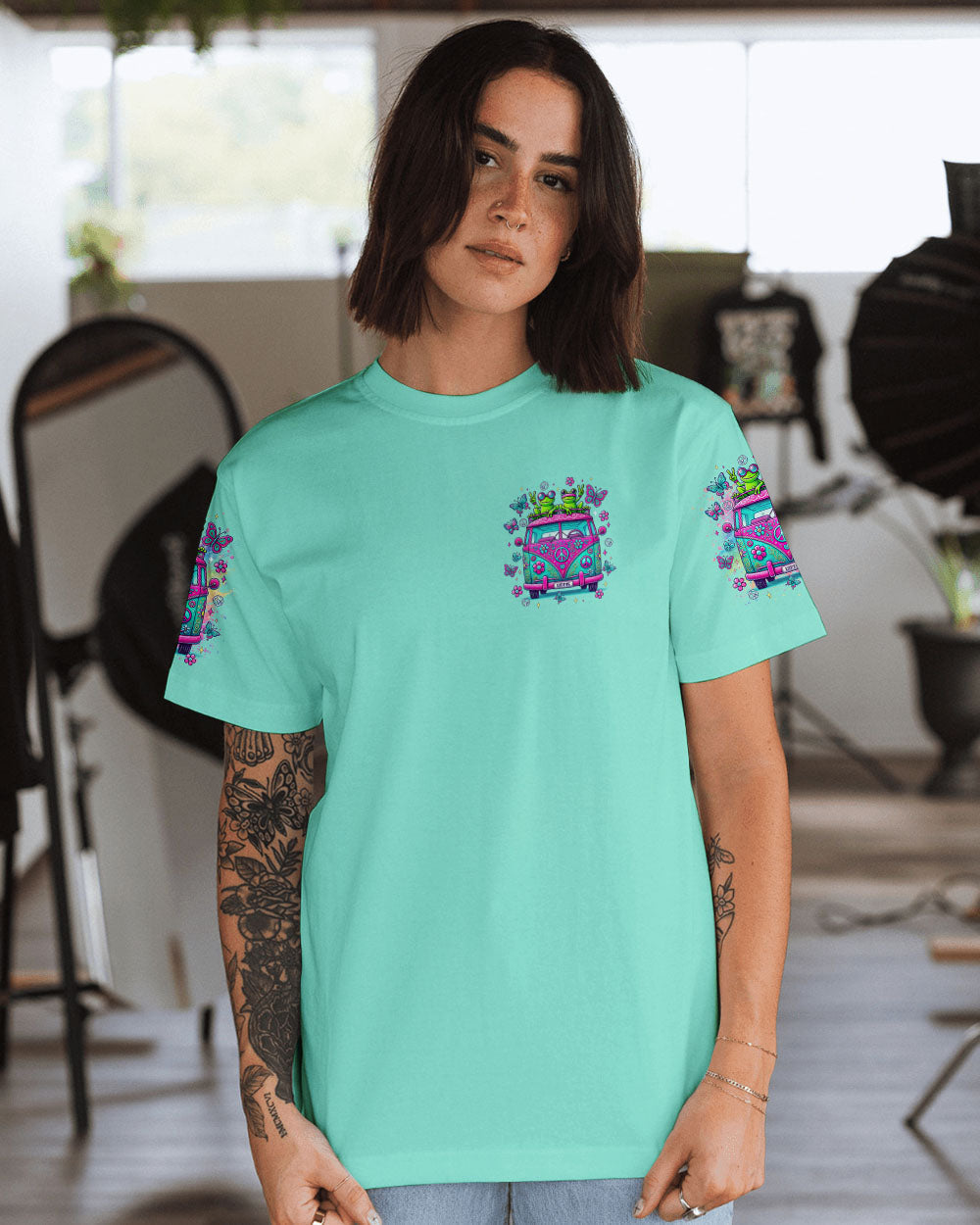 Older Now But Im Still Running Against The Wind Funny Hippie Frog Van AOP Shirts _14_ vFJGd