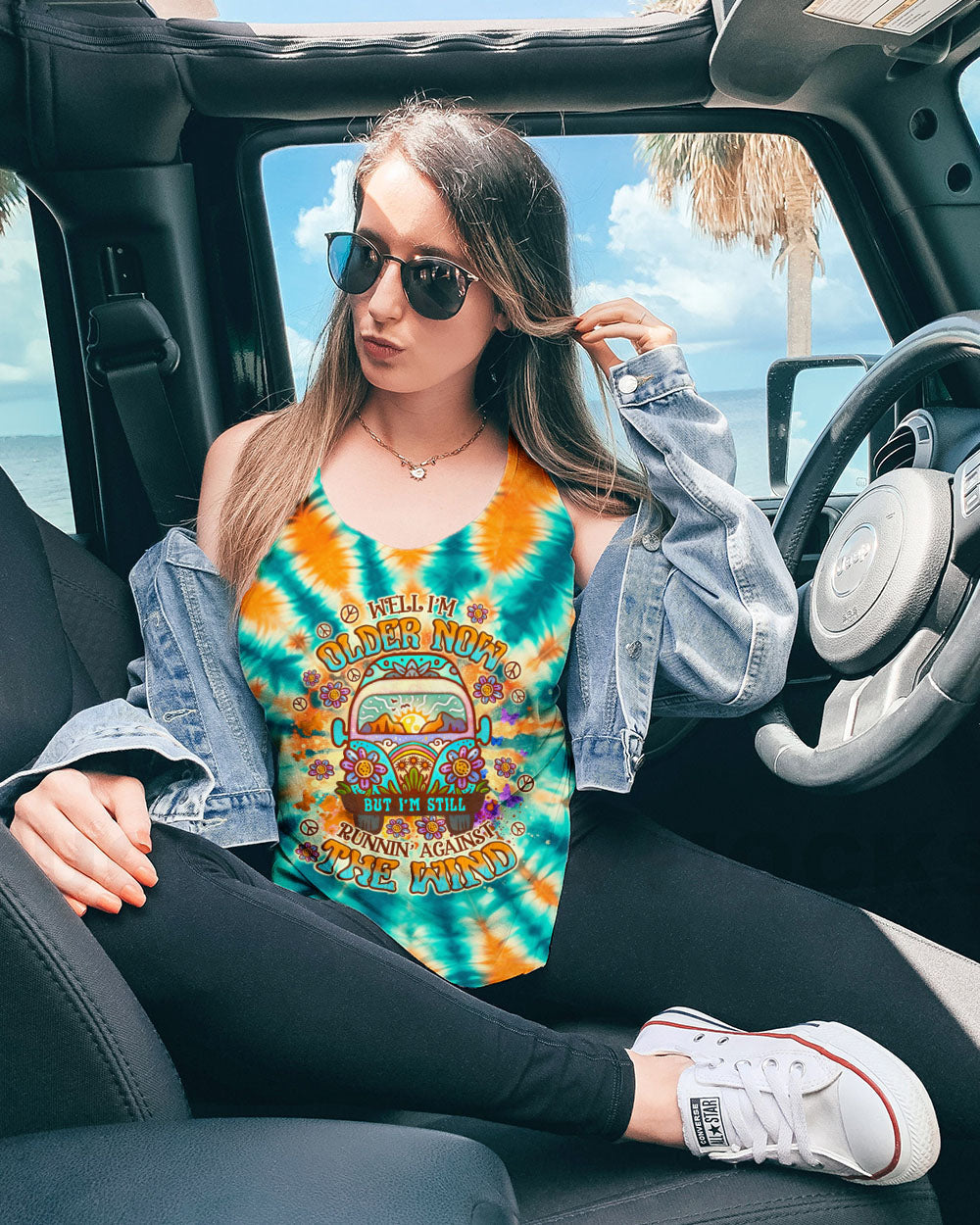 Older Now But Im Still Running Against The Wind Tie Dye Hippie Van AOP Shirts _5_ 2QGHa
