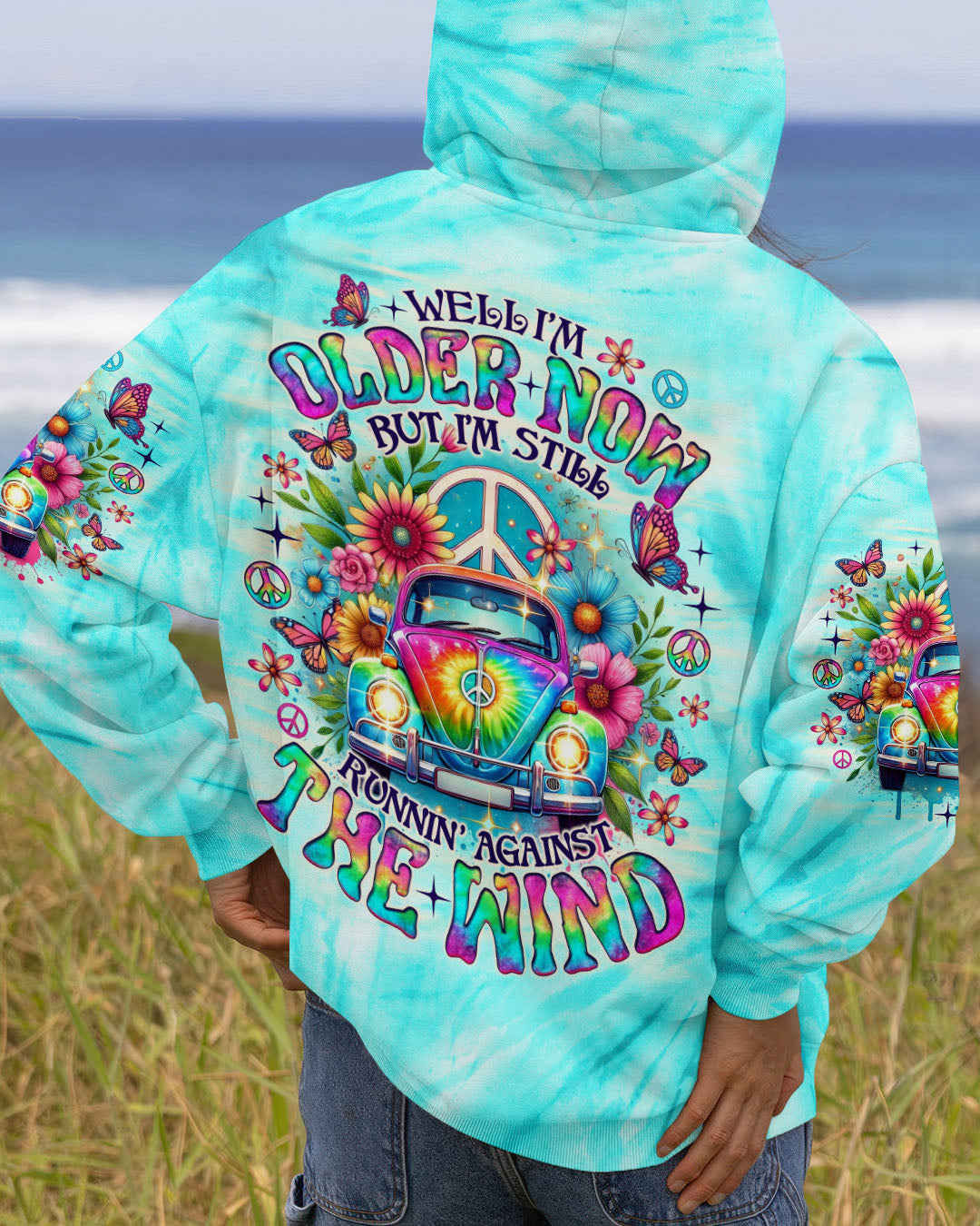 Older Now Running Against the Wind Peace VW Bus _26 Flower Power Perfect for Hippie Style AOP Shirts _1_ 2XWb2