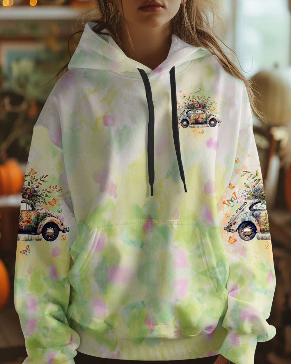Older Now Still Runnin Against the Wind Floral VW Hippie Car Design AOP Shirts _13_ PuEkC