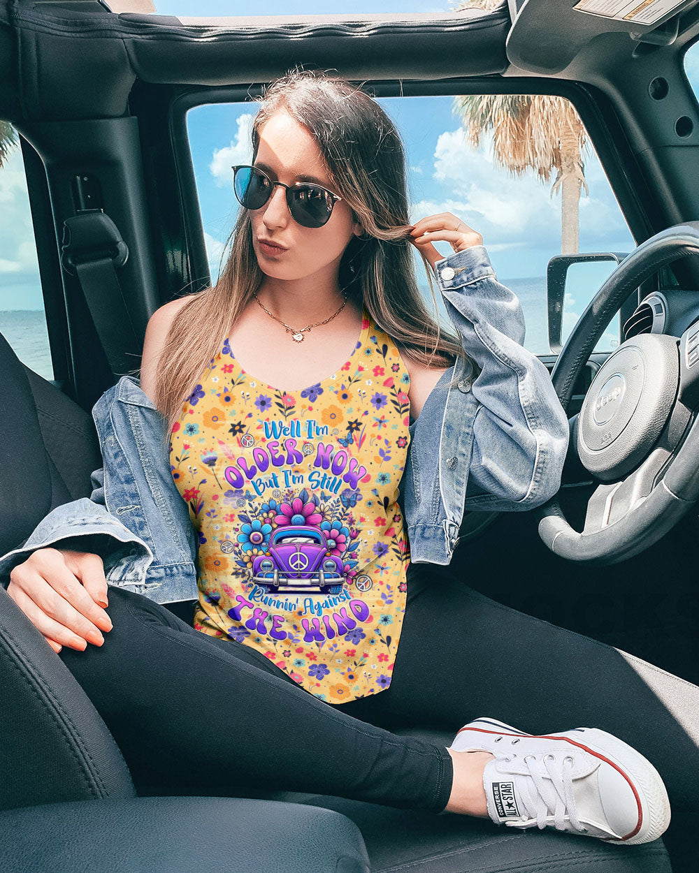 Older Now Still Runnin Against the Wind Hippie VW Flower Colorful Graphic AOP Shirts _12_ 2D5sq