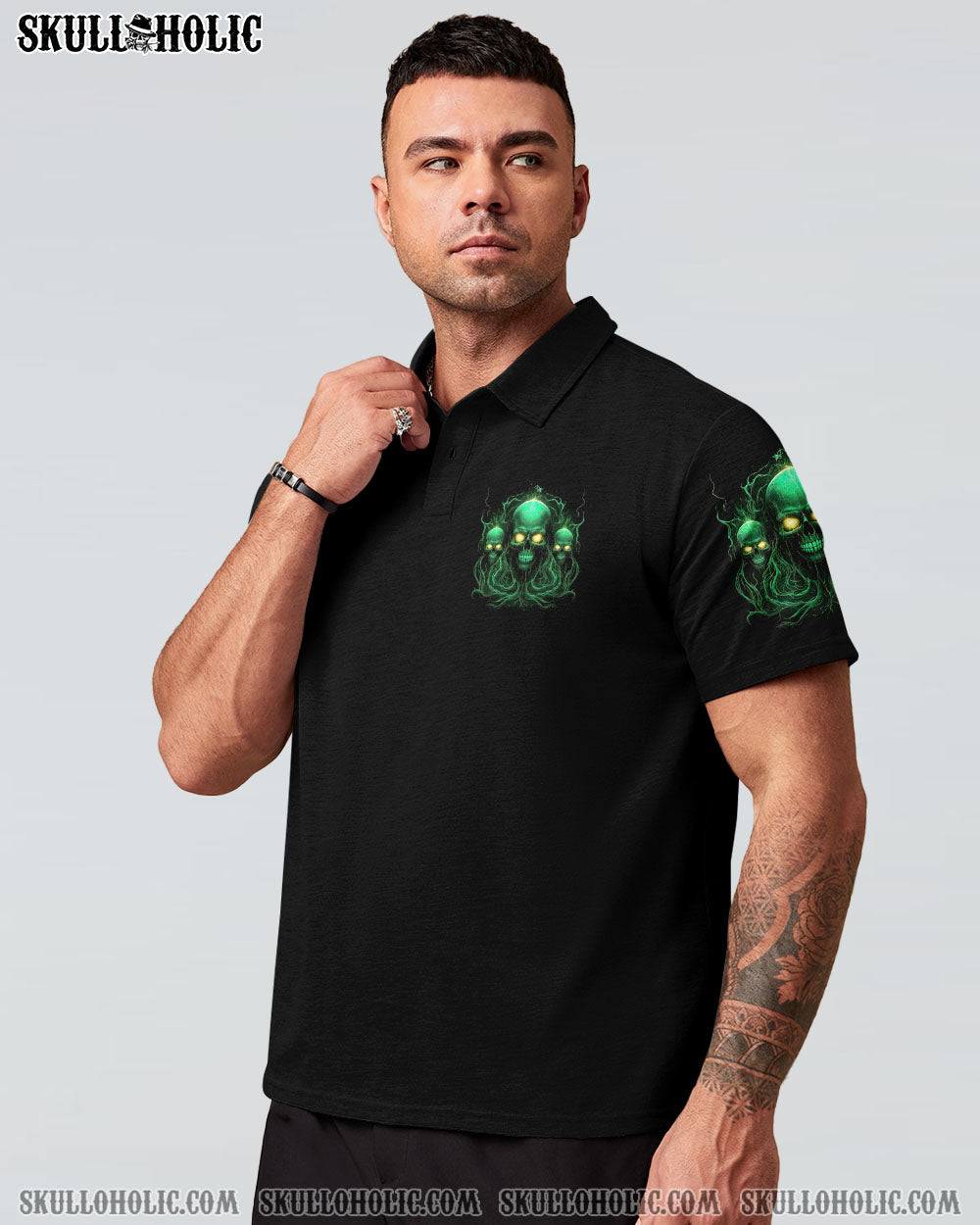 One Day I_E2_80_99m Gonna Just Say F It All and Let My Demons Out to Play Green Skull Graphic Tee AOP Shirts _17_ GGa4X