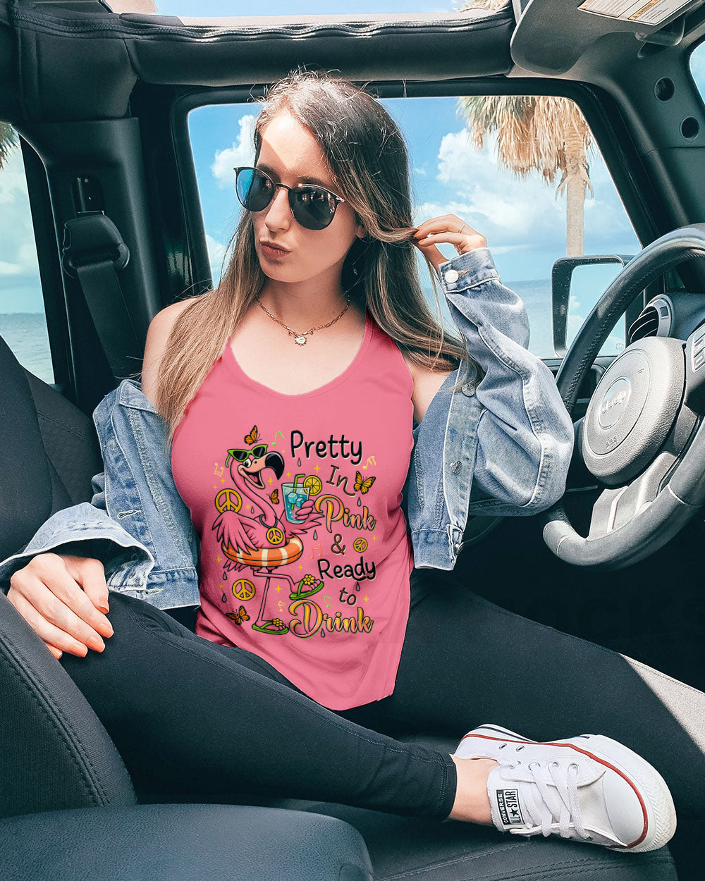 Pretty in Pink _26 Ready to Drink Flamingo Ready to Drink Funny Summer Design for Women AOP Shirts _12_ 4QWCB