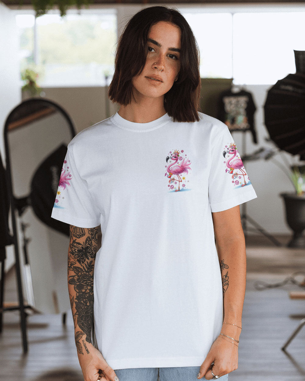 Pretty in Pink and Ready to Drink Flamingo Cocktail Funny Party AOP Shirts _3_ 2choM