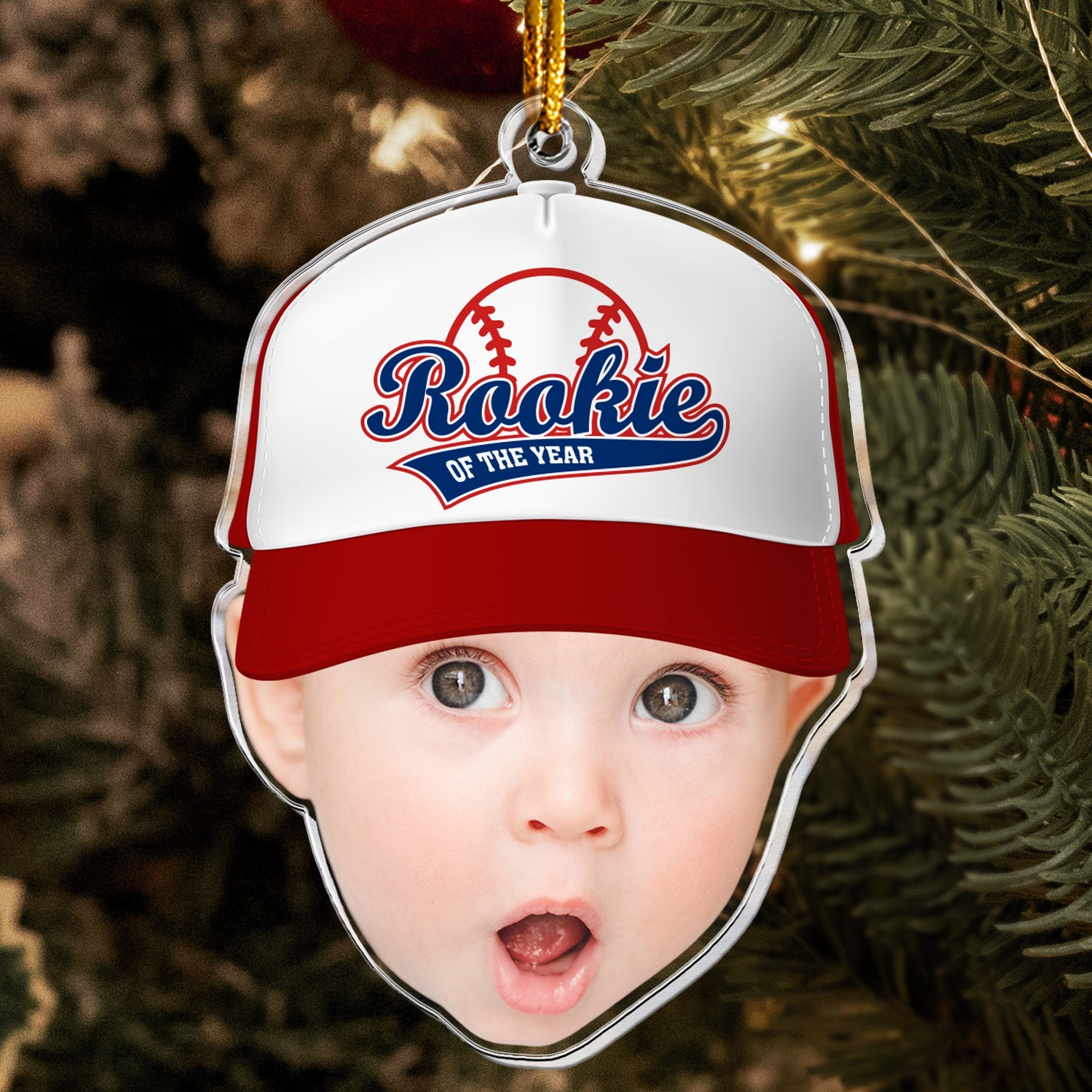 Rookie Of The Year Baby_s First Christmas Gifts Personalized Acrylic Photo Ornament_1