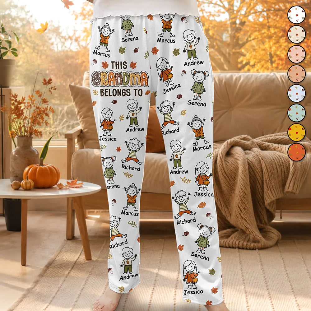 ThisGrandmaMommyBelongsToAutumnKidStickFigures PersonalizedPajamaPants TS1144 CLA3703 MkDefault