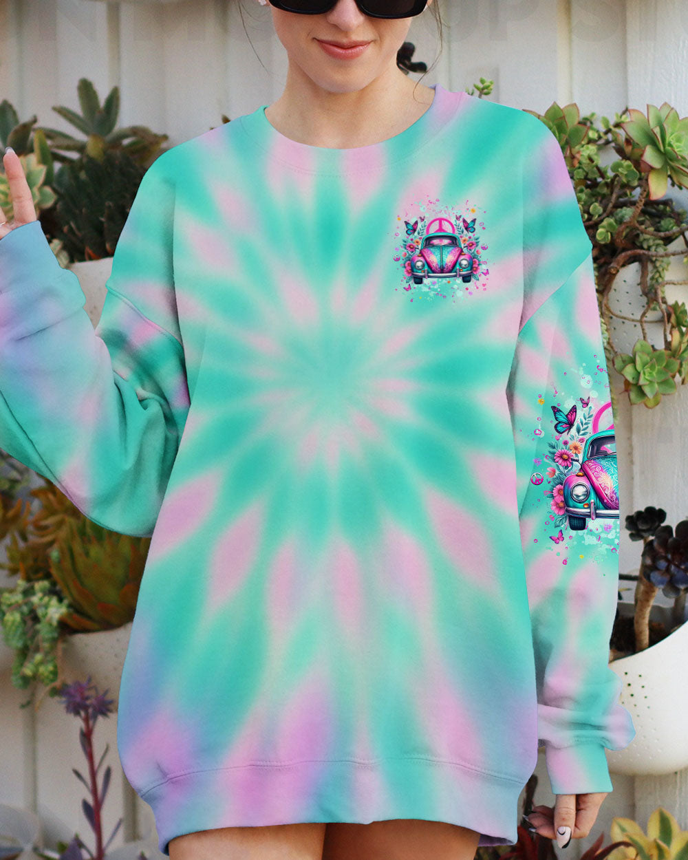 Well I_E2_80_99m Older Now but I_E2_80_99m Still Runnin_E2_80_99 Against the Wind Retro Car Tie Dye Design for Women AOP Shirts _8_ CJRPH